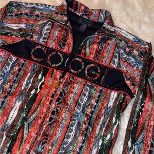 COOGI Multicolor Knit Zip Jacket with Logo Band